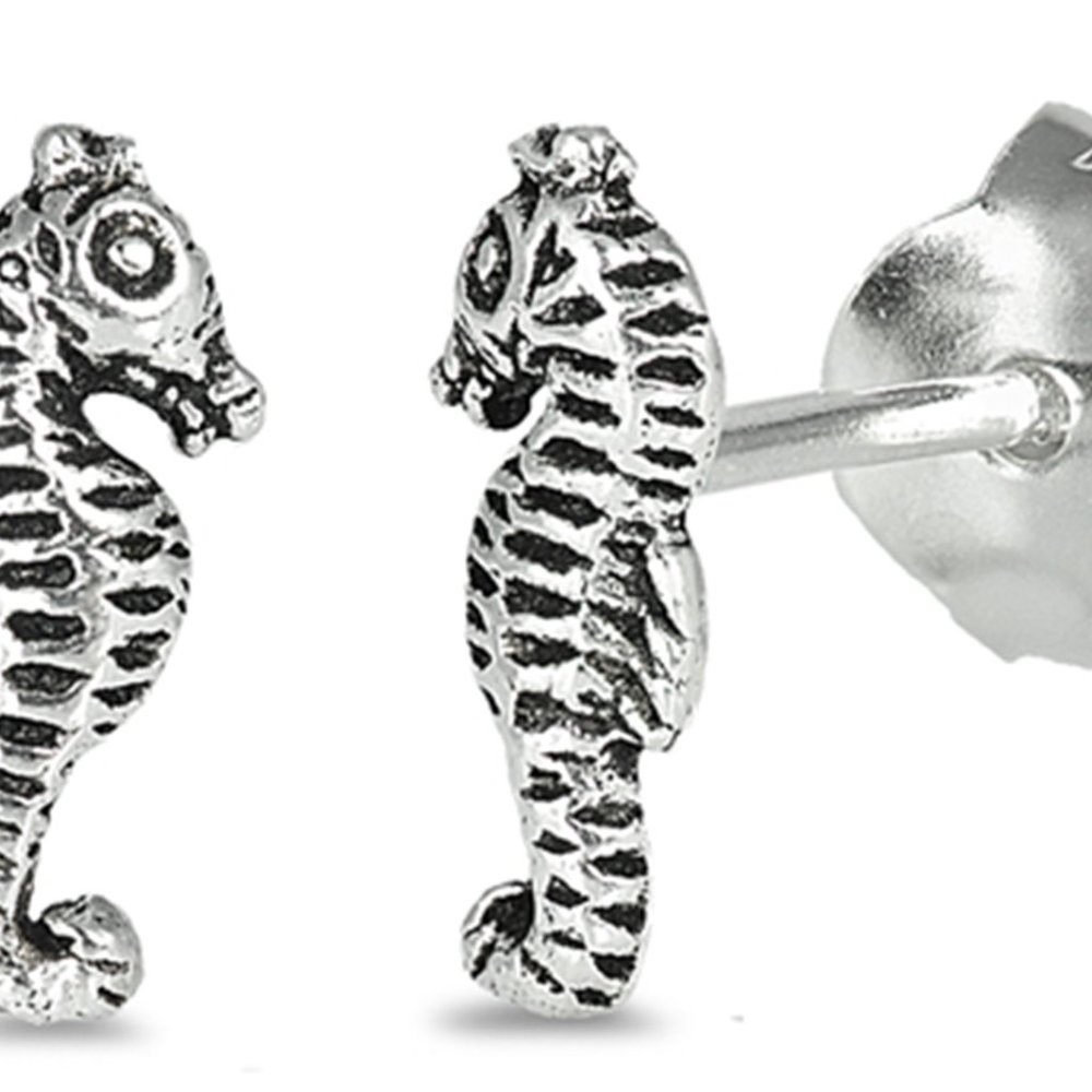 Sterling Silver Mini Seahorse Earrings ON Posts